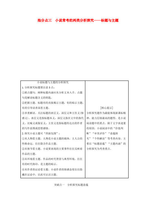 2019年高考语文高分技巧二轮复习专题三抢分点三小说常考的两类分析探究讲义含解析