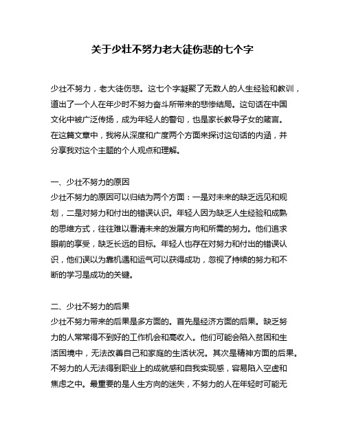 关于少壮不努力老大徒伤悲的七个字