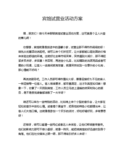 宾馆试营业活动方案