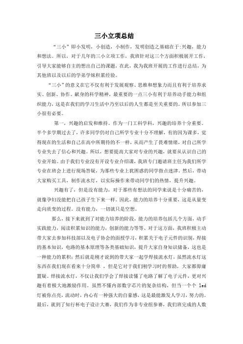 三小立项总结