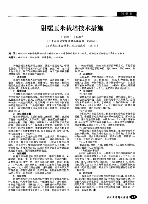 甜糯玉米栽培技术措施