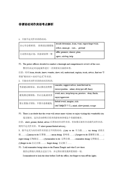 非谓语动词作宾语考点解析