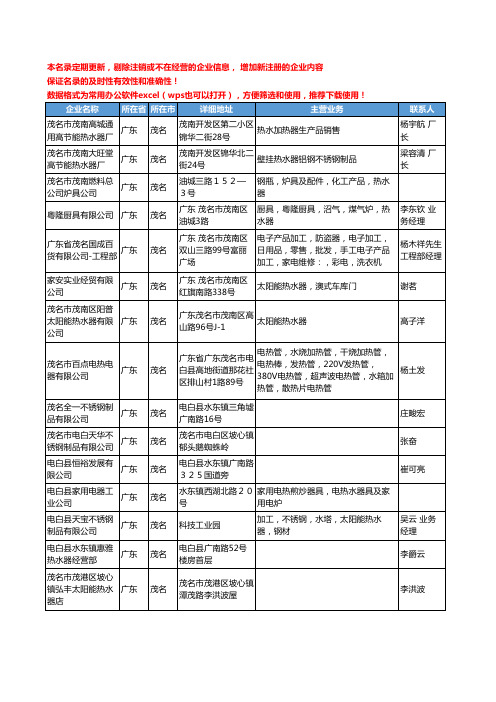 2020新版广东省茂名热水器工商企业公司名录名单黄页联系方式大全39家