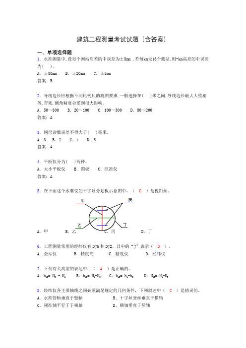 建筑工程测量试题库(含答案及图文)aef