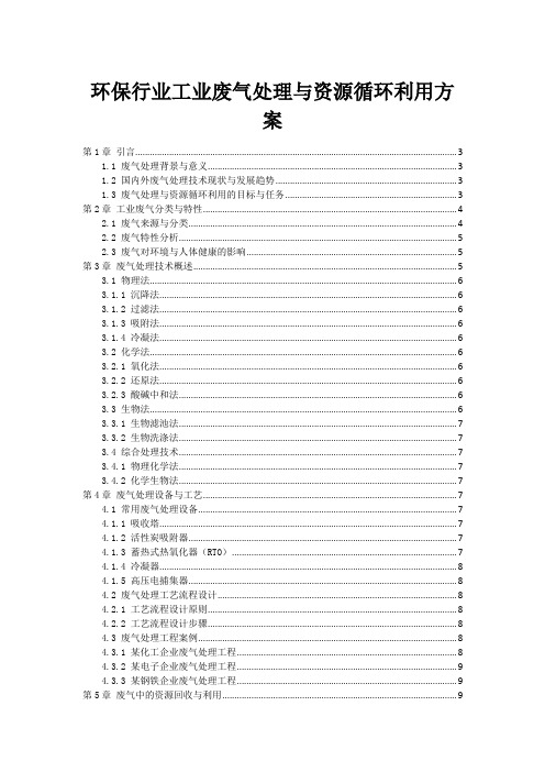 环保行业工业废气处理与资源循环利用方案