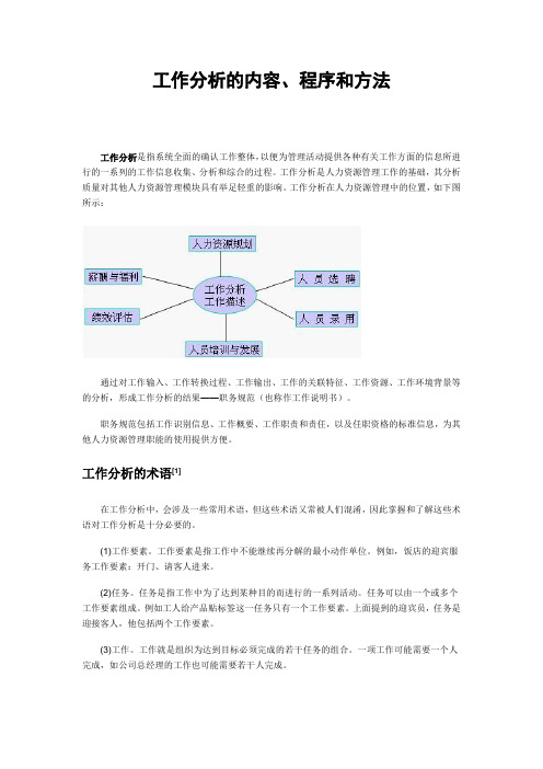 工作分析的内容、程序和方法