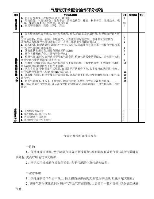 气管切开操作评分标准