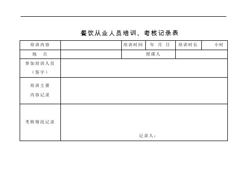 食品安全记录表格(模板)