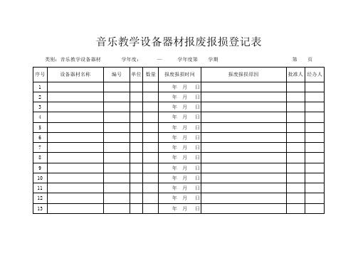 音乐教学设备器材报废报损登记表