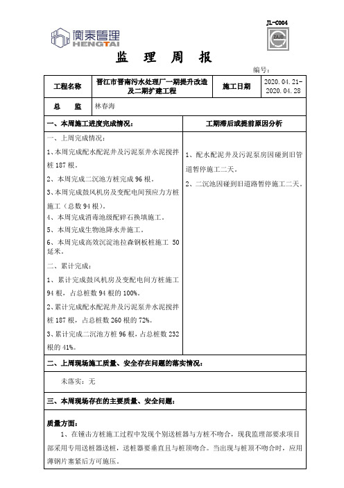 监理单位工作周报(6)