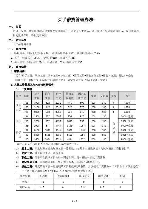 买手薪资管理办法