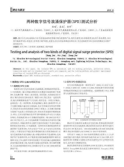 两种数字信号浪涌保护器(SPD)测试分析