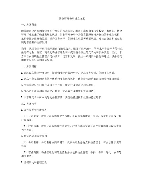 物业管理公司设立方案