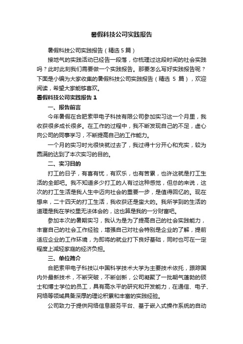 暑假科技公司实践报告