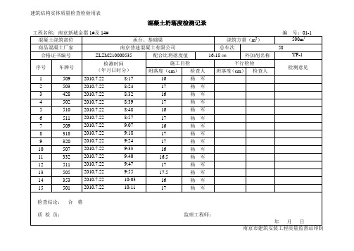 混凝土坍落度检测记录