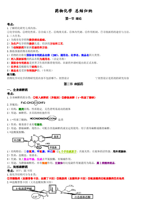 药物化学 总结归纳