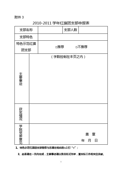 五四评优各类申报表