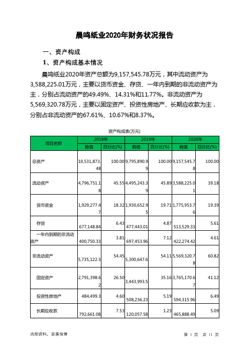 晨鸣纸业2020年财务状况报告