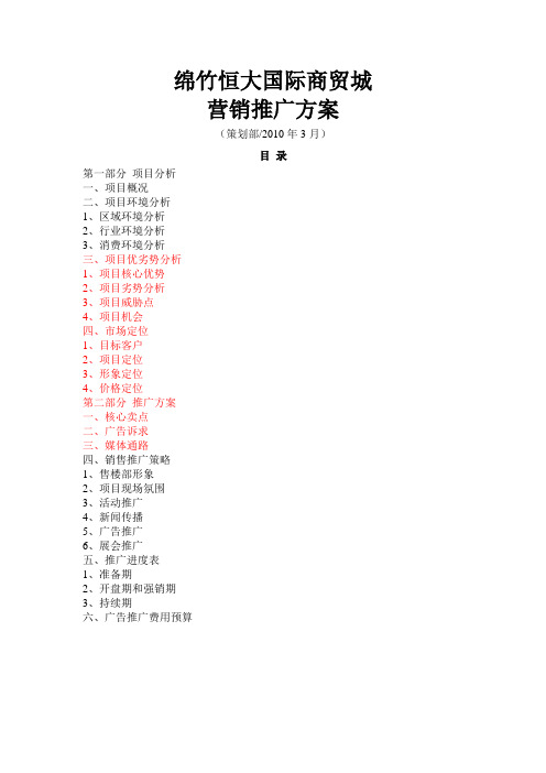恒大国际商贸城营销推广方案