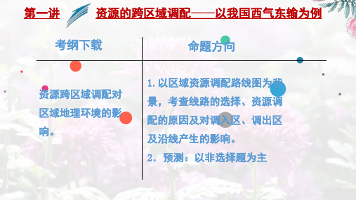 2019年高考地理大一轮精品复习课件：资源的跨区域调配——以我国西气东输为例(共21张PPT)