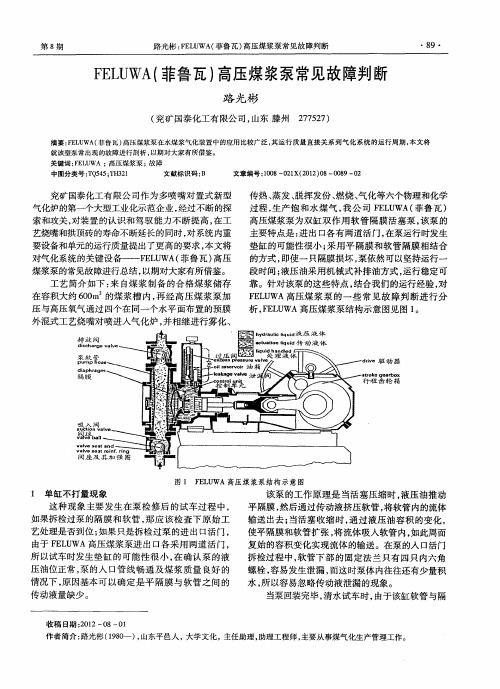 FELUWA(菲鲁瓦)高压煤浆泵常见故障判断