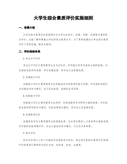 大学生综合素质评价实施细则