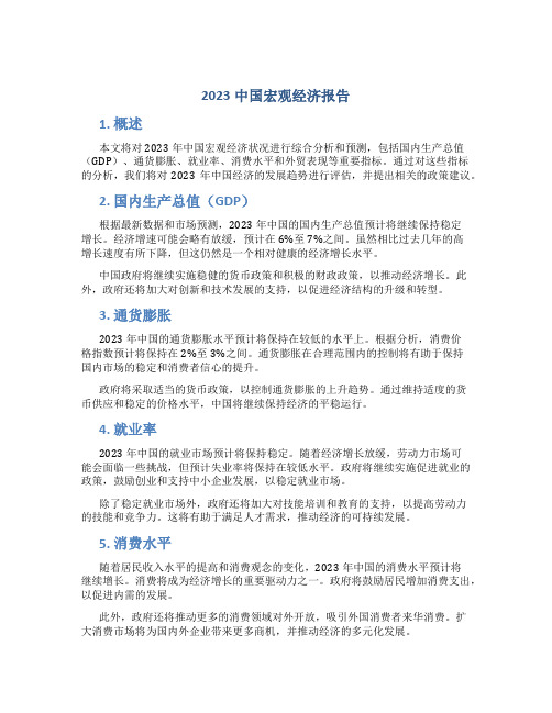 2023中国宏观经济报告