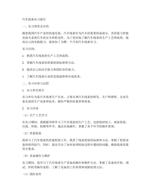 汽车线束的实习报告