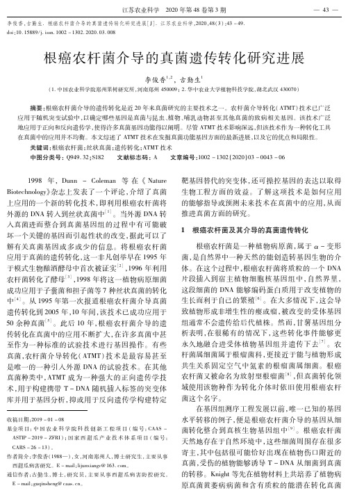 根癌农杆菌介导的真菌遗传转化研究进展
