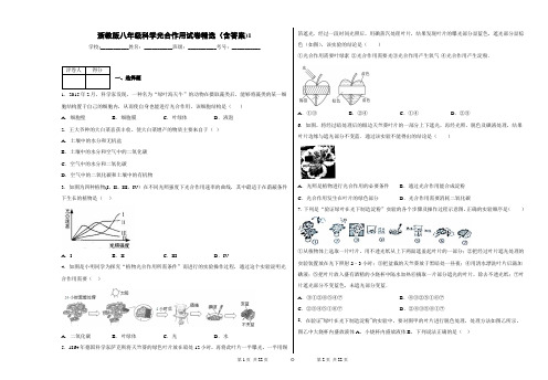 浙教版八年级科学光合作用试卷精选(含答案)1