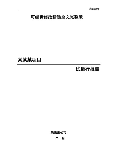 项目试运行报告(模板)精选全文