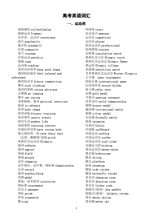 高考英语复习词汇整理清单(运动类+论文类+名胜古迹)