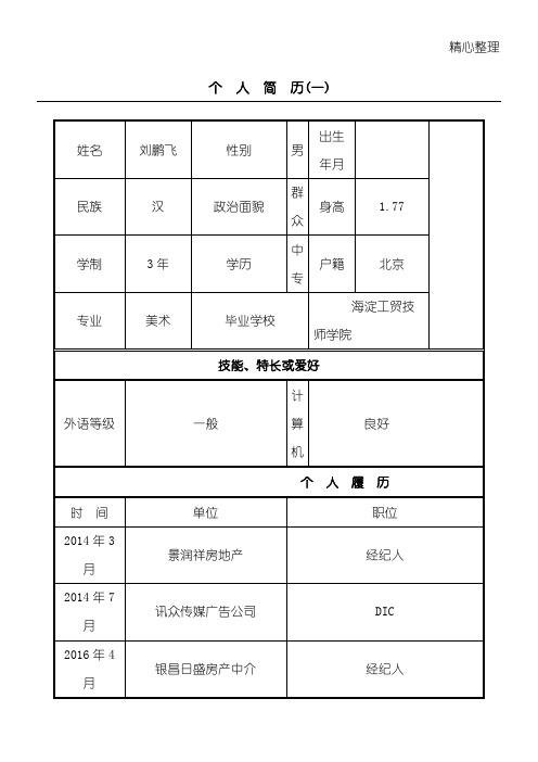 个人资料模板格式(4种)