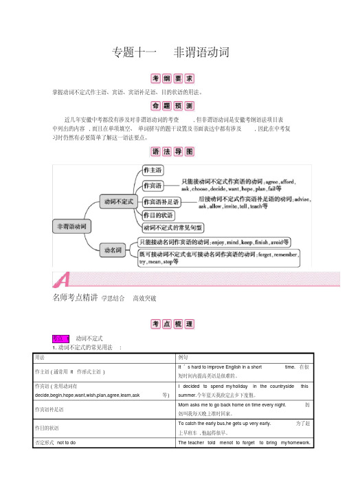 安徽省2020届中考英语复习题型突破专题及参考答案：非谓语动词