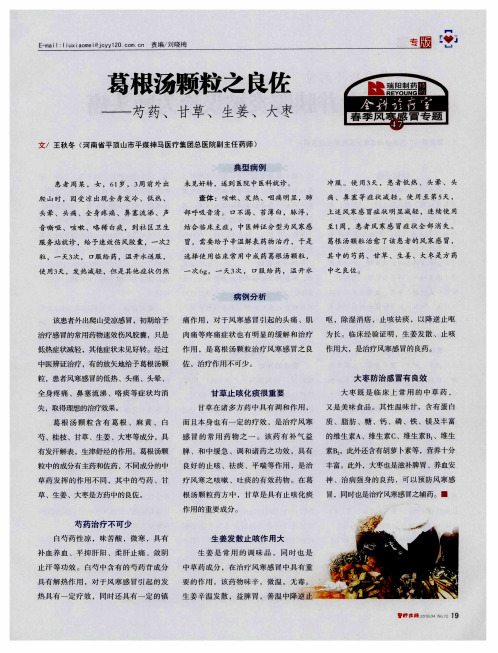 葛根汤颗粒之良佐——芍药、甘草、生姜、大枣