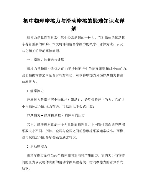 初中物理摩擦力与滑动摩擦的疑难知识点详解