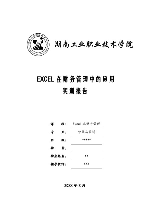 EXCEL在财务管理中的应用实训报告