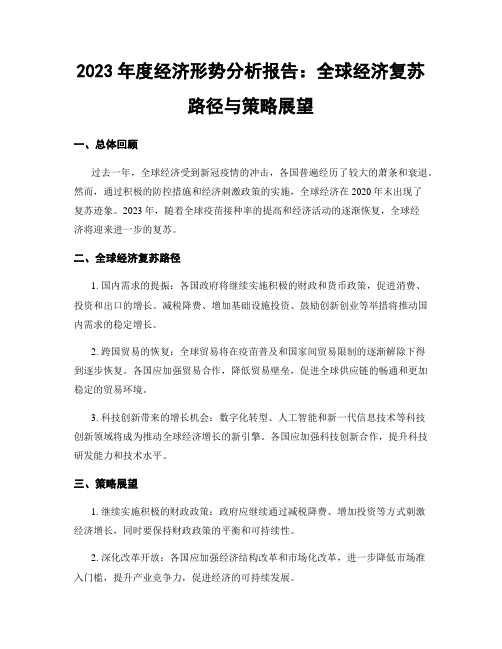 2023年度经济形势分析报告：全球经济复苏路径与策略展望