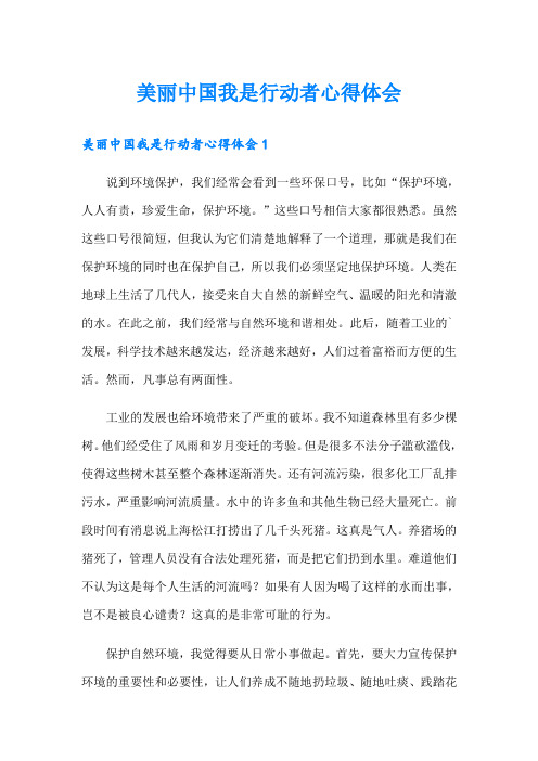 美丽中国我是行动者心得体会