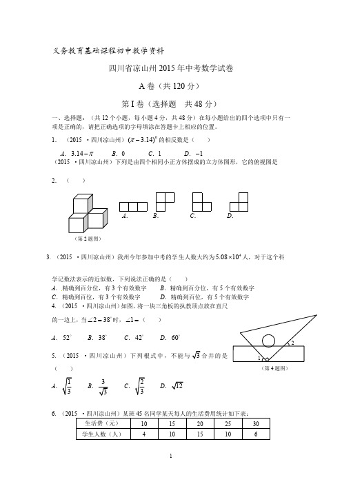 四川省凉山州中考数学试题doc