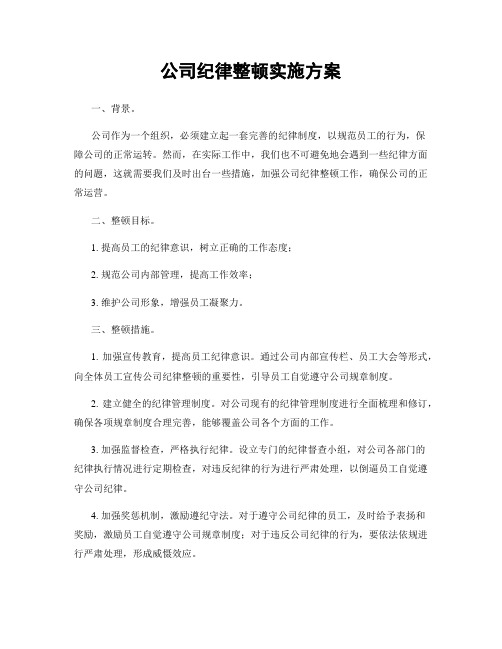 公司纪律整顿实施方案