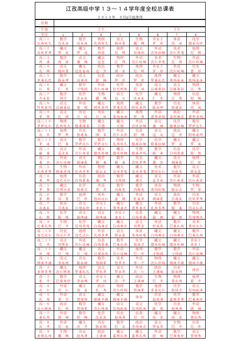 13～14学年度全校总课表