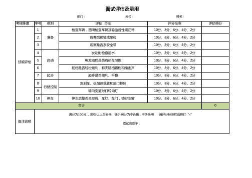 驾驶员面试评价表