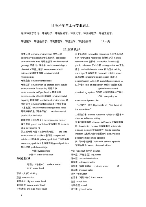 环境科学与工程-专业英语词汇必备