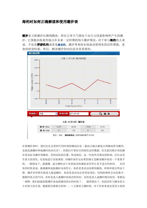 海钓时如何正确解读和使用潮汐表