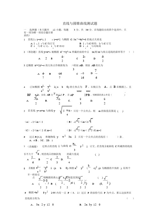 直线与圆锥曲线测试题