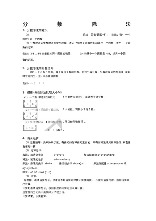 分数除法知识点总结