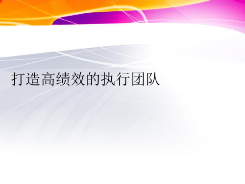 打造高绩效的执行团队.ppt