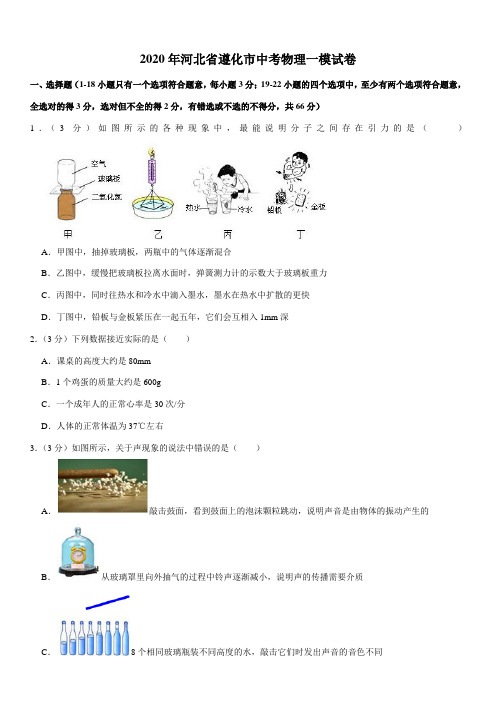 2020年河北省遵化市中考物理一模试卷