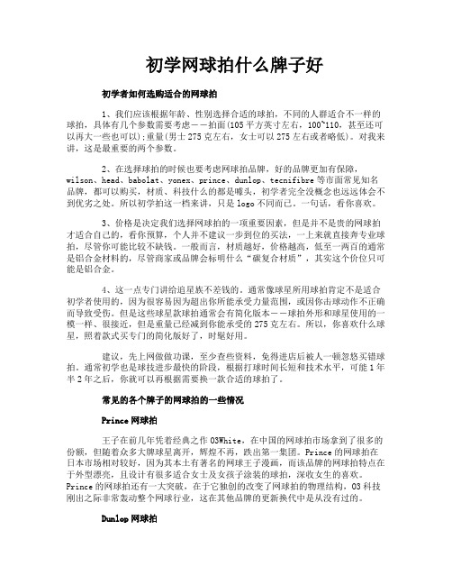 初学网球拍什么牌子好